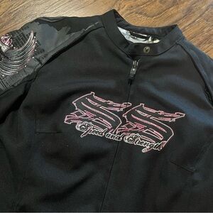 SPEED & STRENGTH Women's Small Armor Embroidered Motorcycle Riding Jacket Black